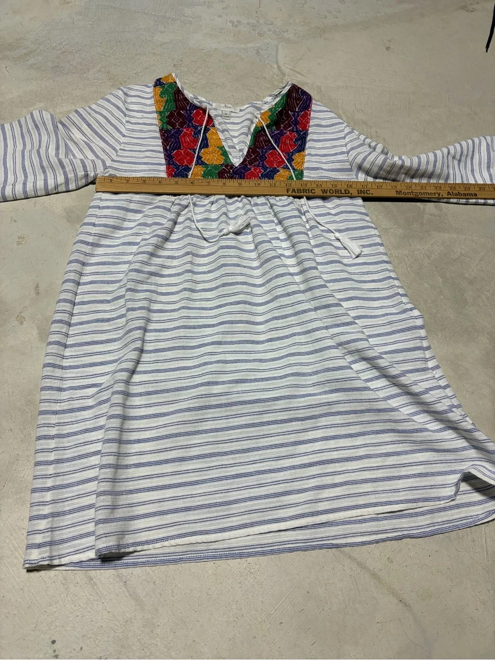 J. Crew Striped Boho Embroidered Tunic - Multicolor Yoke XS